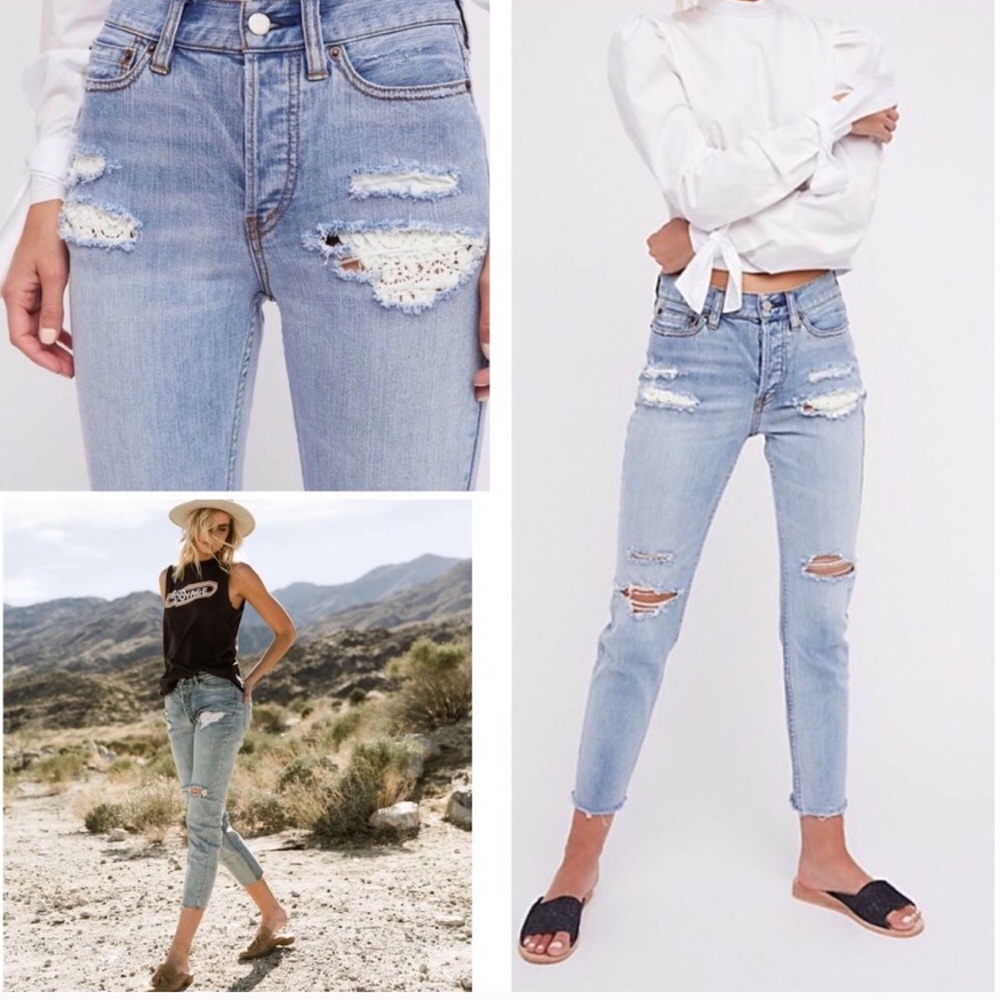 Free people Lacey stilt distressed jeans